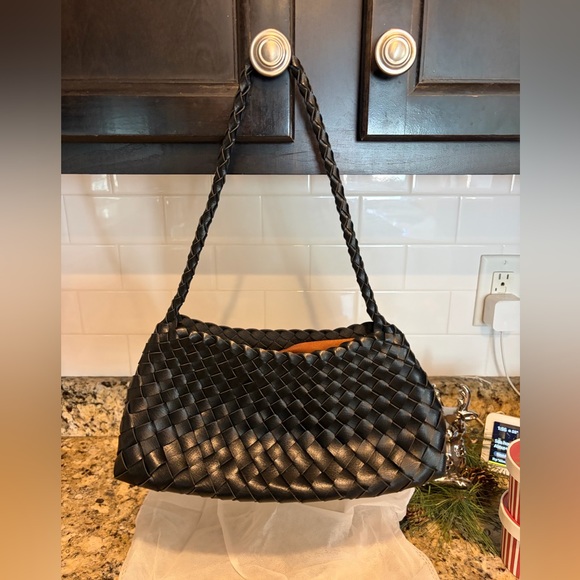 New! Rosanna Black Dragon Woven Leather Shoulder Bag Baguette Handbag - Picture 7 of 7